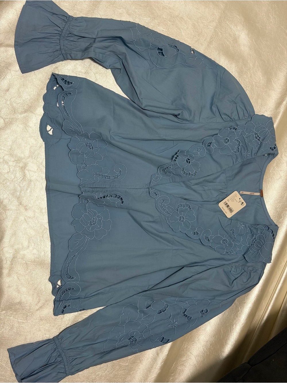 Brand new Free People embroidered Cutout Blue Women’s Blouse